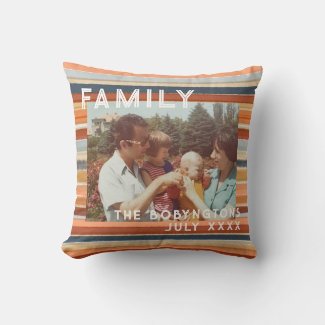 Foto-Typo boho retro Streifen Kissen (Vorderseite)