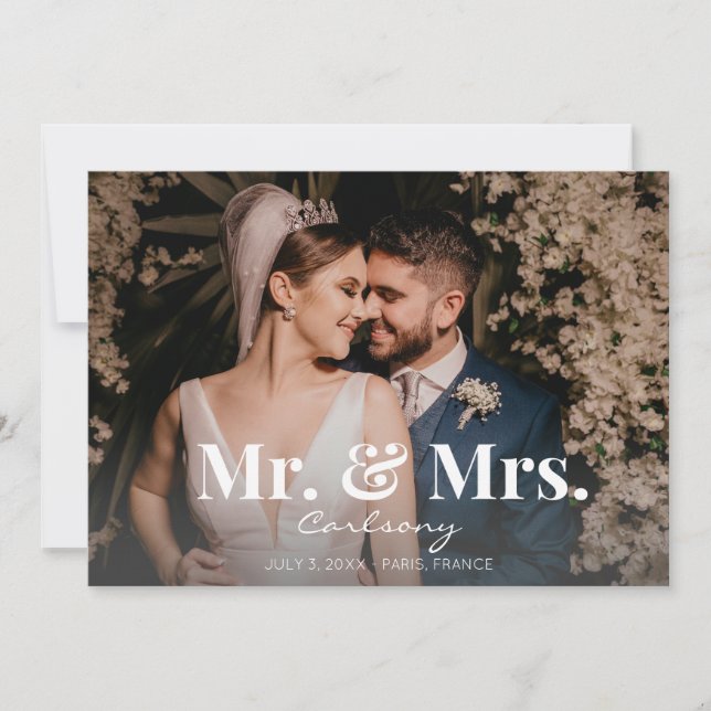 Foto Typografie Hochzeitsankündigung - H Einladung (Vorderseite)