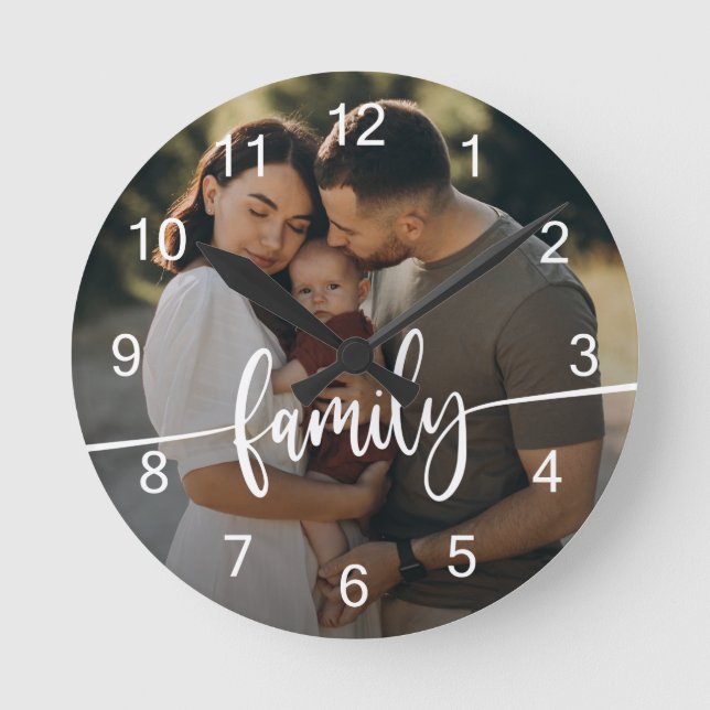 Foto Typografie Runde Wanduhr (Vorderseite)