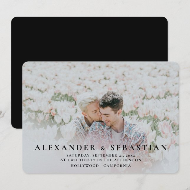 Foto Typografie Simple Gay Save the Date Hochzeit (Vorne/Hinten)