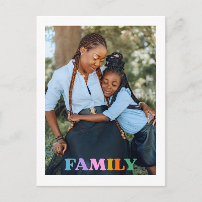 Foto typography family modern postkarte (Vorderseite)