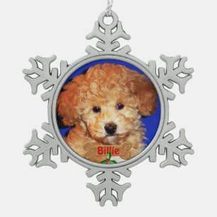 FOTO u. NAME personalisiertes Schneeflocken Zinn-Ornament