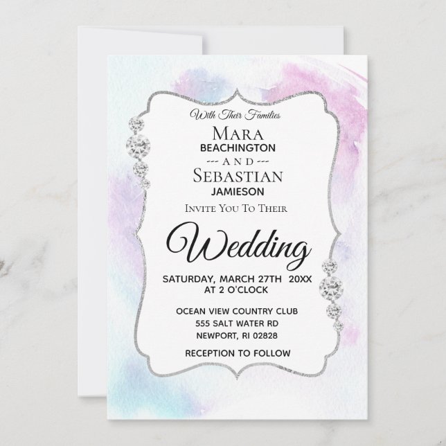 *~* FOTO + UAWG + QR - Diamant ABSTRAKTE Hochzeit Einladung (Vorderseite)