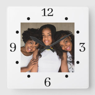 Foto-Uhr für benutzerdefinierte Familie Quadratische Wanduhr