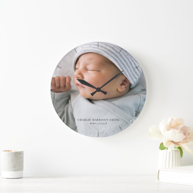 Foto-Uhr für Neugeborene Große Wanduhr (Zuhause)