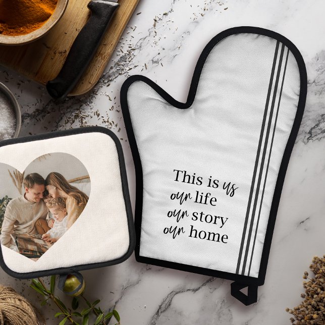 Foto- und Familienpreisgeschenk für moderne Paare Ofenhandschuh & Topflappen-Set (Von Creator hochgeladen)