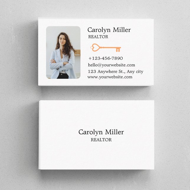 Foto- und Goldschlüssel für den Kunden Visitenkarte (Custom Realtor Photo & Gold Key Business Card)