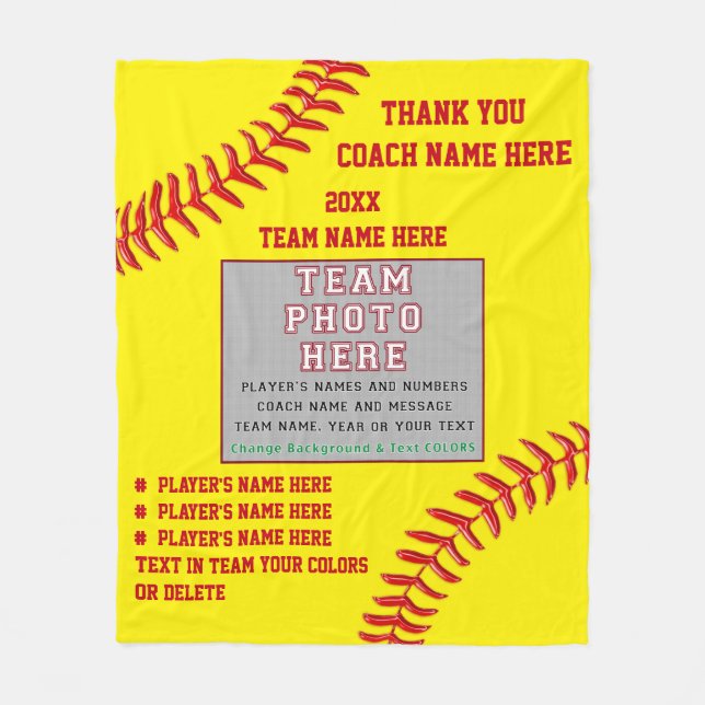 Foto und Ihre Text-Geschenke für Softball-Trainer Fleecedecke (Vorderseite)