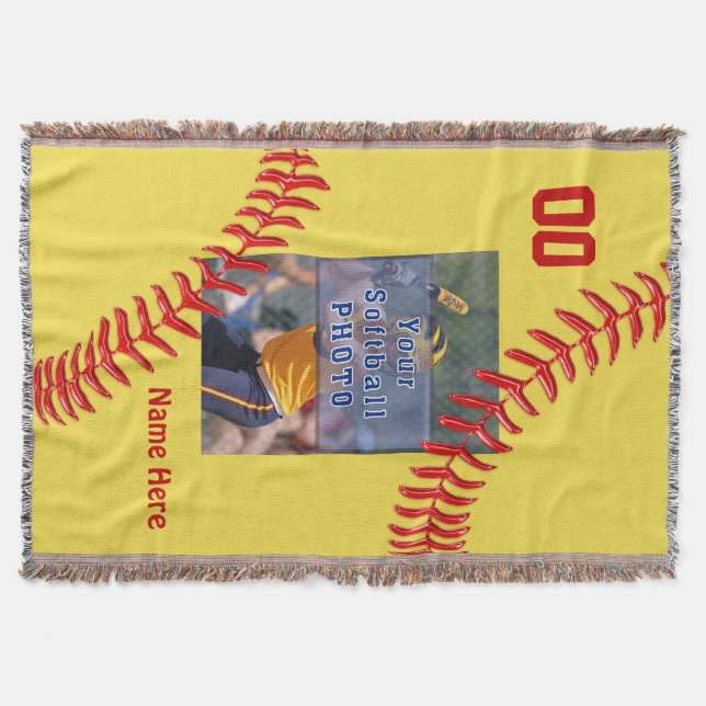Foto und Ihre Textsoftball-Decke für Spieler Decke (Vorderseite)