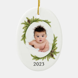 Foto und Jahr des ersten Weihnachtsurlaubs für Kin Keramik Ornament
