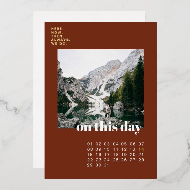 Foto und Kalender | Einfache Typografie Save the D Folieneinladung (Vorderseite/Rückseite)