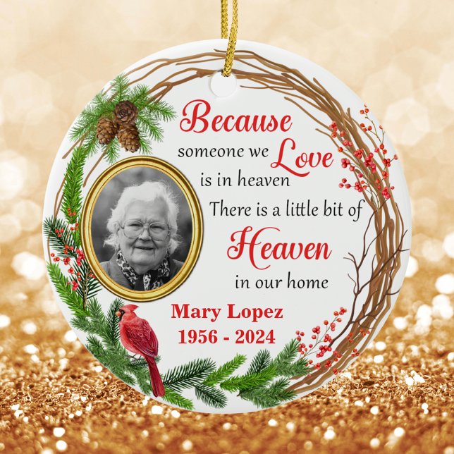 Foto und Kardinal für Weihnachten Keramik Ornament (Custom Christmas Memorial Photo and Cardinal Ceramic Ornament
)