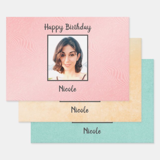 Foto und Monogramm Geschenkpapier Set (Set)