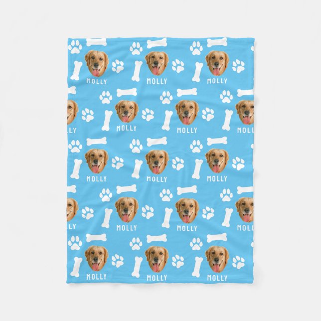 Foto und Name Blau für Hunde Fleecedecke (Vorderseite)