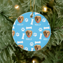Foto und Name Blau für Hunde Keramik Ornament