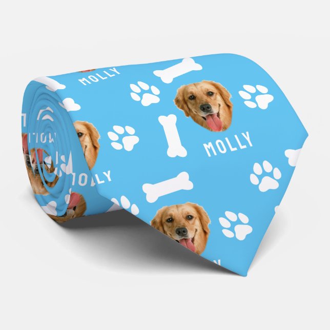 Foto und Name Blau für Hunde Krawatte (Gerollt)