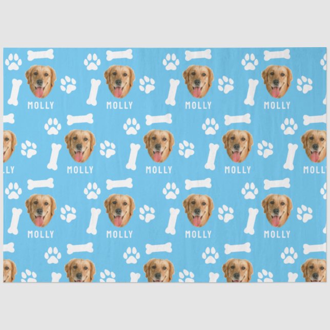 Foto und Name Blau für Hunde Seidenpapier (Vorderseite)