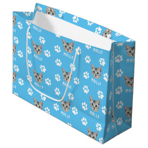 Foto und Name Blau für Katzen Große Geschenktüte