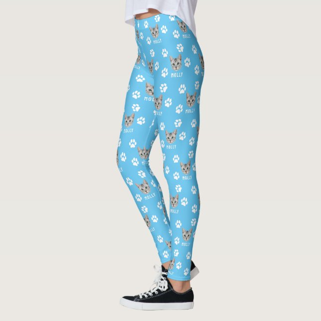 Foto und Name Blau für Katzen Leggings (Links)