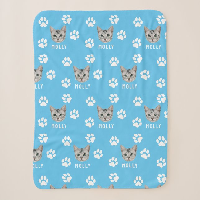 Foto und Name Blau für Katzen Sherpadecke (Vorderseite)