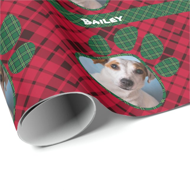 Foto und Name des benutzerdefinierten Hundes, grün Geschenkpapier (Rolleneckpunkt)