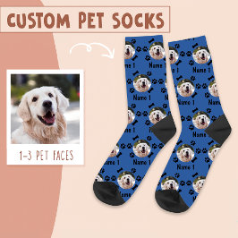 Foto und Name des Hundes, mit Knochen- und Paw-Dru Socken