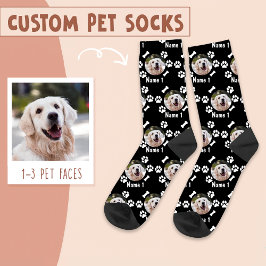 Foto und Name des Hundes, mit Knochen- und Paw-Dru Socken