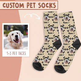 Foto und Name des Hundes mit Knochen- und Paw-Druc Socken