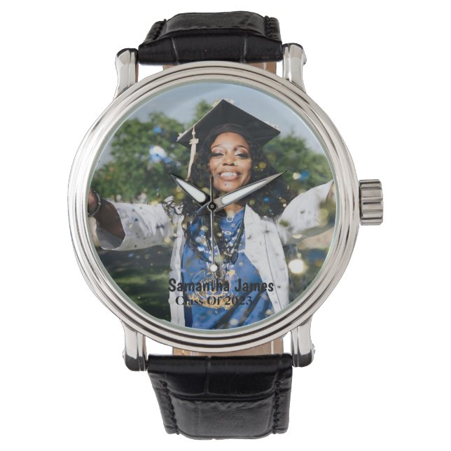 Foto und Name des personalisierten Abschlusses Armbanduhr (Vorderseite)