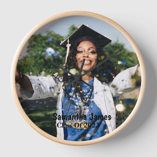 Foto und Name des personalisierten Abschlusses Uhr (Vorderseite)