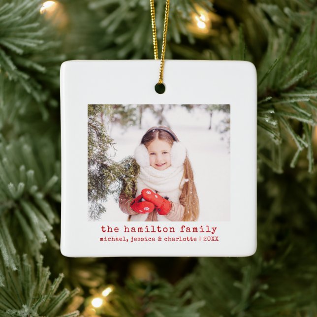 Foto und Name Minimalistischer Weihnachtsbaum Keramikornament (Baum)