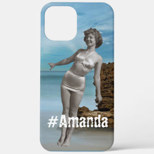 Foto und Name Moderner Sommerstrand Blau Case-Mate iPhone Hülle