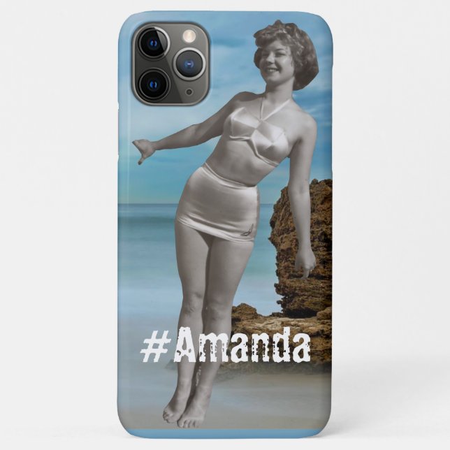 Foto und Name Moderner Sommerstrand Blau Case-Mate iPhone Hülle (Rückseite)