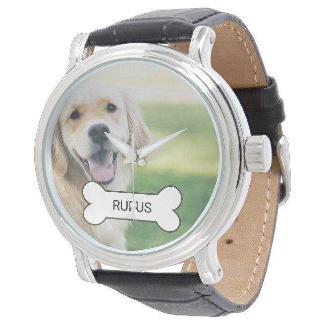 Foto und Name Personalisiert gemacht Armbanduhr (Schrägansicht)