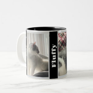 Foto und Name Tasse für Schwarzweiß-Haustiere