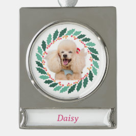 Foto und Name Weihnachtsdekoration Banner-Ornament Silber