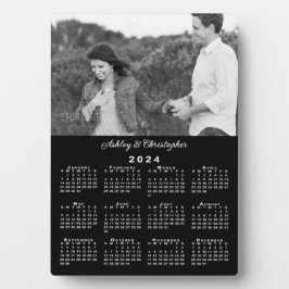 Foto und Namen Personalisiert 2024 Kalender Schwar Fotoplatte