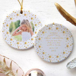 Foto und Niedliche Weihnachtsnachrichten Gold Star Keramik Ornament