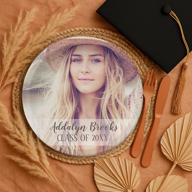 Foto- und Party-Platte für personalisierte Abschlu Pappteller (Graduation photo paper plate)