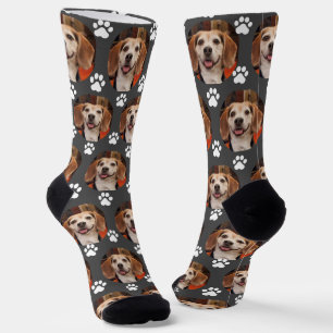Foto und Paw-Drucke, grau und weiß Socken