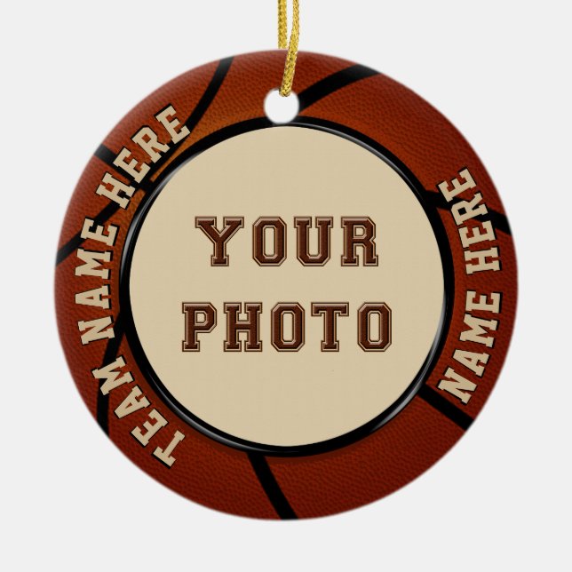Foto und personalisierte Basketball-Verzierung Keramik Ornament (Vorne)