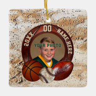 Foto- und personalisierte Sport-Themen-Ornamente Keramikornament