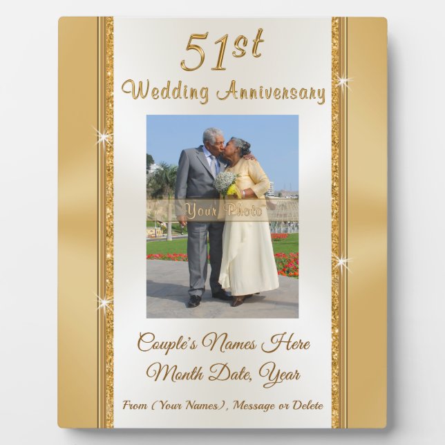 Foto und Personalisiertes Geschenk zum 51. Jahrest Fotoplatte (Vorderseite)