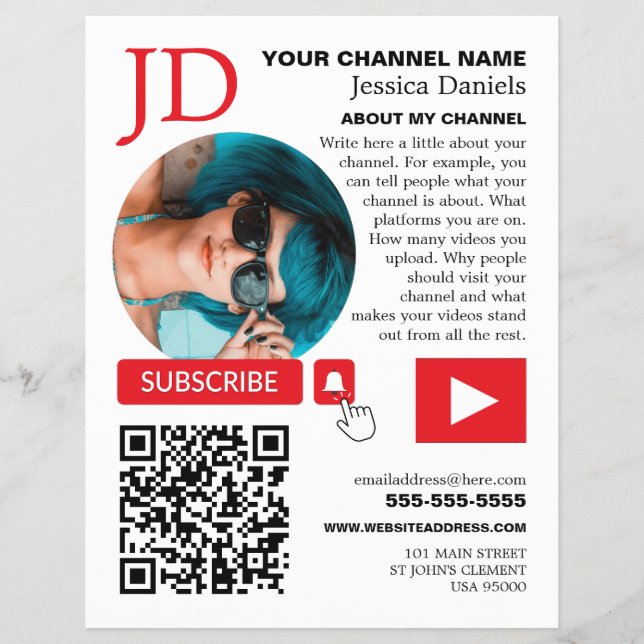 Foto und QR Code, Youtube - Vlogger Flyer (Vorne)