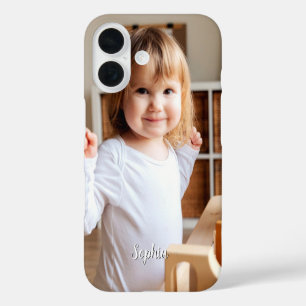 Foto und Schriftname Ihres Kindes iPhone 16 Hülle