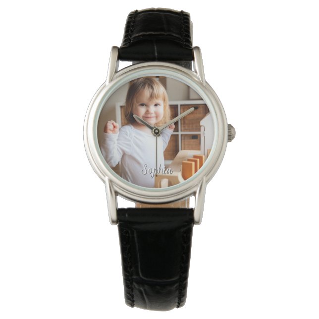 Foto und Skriptname Ihres Kindes Armbanduhr (Vorderseite)