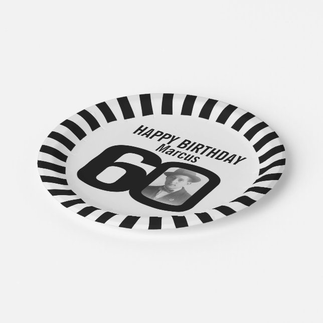 Foto und Streifen zum 60. Pappteller (Schrägansicht)
