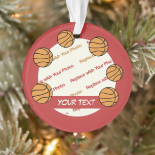 Foto und Text für personalisierte Basketball - 2 S Ornament