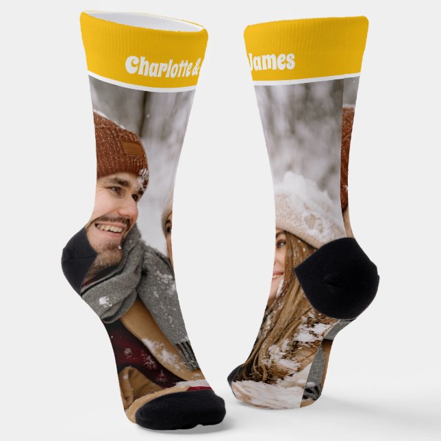 Foto und Textvorlage für personalisierte Neuerunge Socken (Gewinkelt)