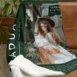 Foto und Zitat Abschluss-Geschenk dunkelgrün halte Fleecedecke